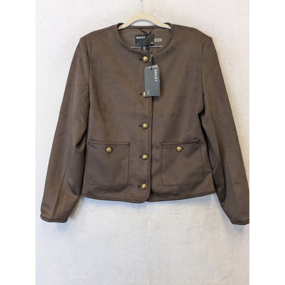 Bailey 44 Women's Size‎ S Brown Faux Suede Lady Jacket Gold Crest NWT